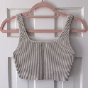 Aritzia Babaton sculpt knit tank. Cropped, beige, in great condition.